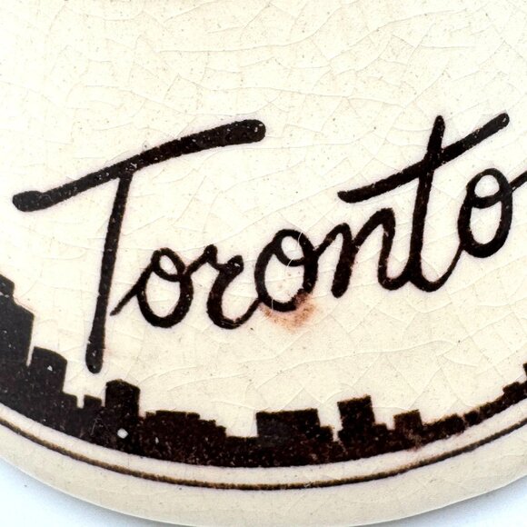Toronto Ceramic Pottery Mug City Skyline Spill-Proof Handle Brown Beige Vtg - Picture 3 of 8